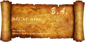 Büki Alex névjegykártya
